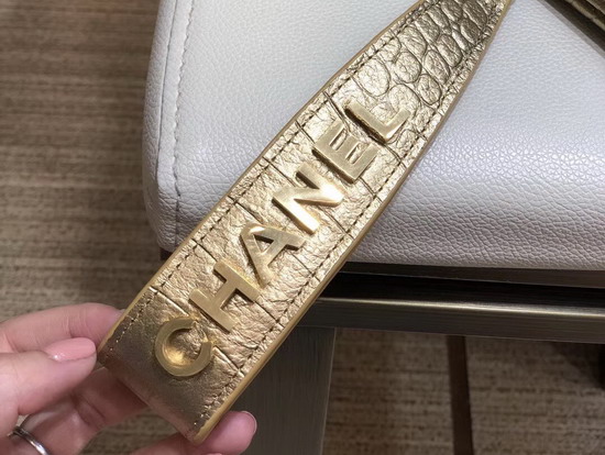 Chanel Gabrielle Pouch in Gold Crocodile Embossed Calfskin