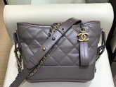 Chanel Gabrielle Small Hobo Bag Grey Aged Calfskin Smooth Calfskin Silver Tone Gold Tone Metal