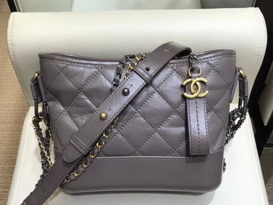 Chanel Gabrielle Small Hobo Bag Grey Aged Calfskin Smooth Calfskin Silver Tone Gold Tone Metal