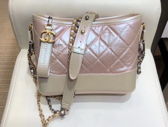 Chanel Gabrielle Small Hobo Bag Iridescent Aged Calfskin Light Pink A91810