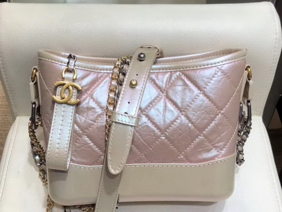 Chanel Gabrielle Small Hobo Bag Iridescent Aged Calfskin Light Pink A91810