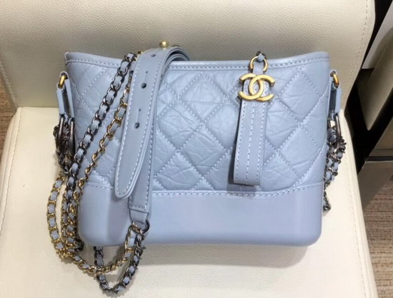 Chanel Gabrielle Small Hobo Bag Light Blue Aged Calfskin A91810