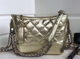 Chanel Gabrielle Small Hobo Bag Metallic Gold Crumpled Calfskin For Sale