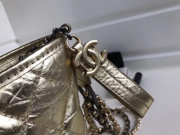 Chanel Gabrielle Small Hobo Bag Metallic Gold Crumpled Calfskin For Sale