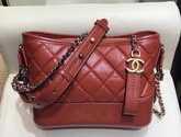 Chanel Gabrielle Small Hobo Bag Rust Aged Calfskin and Smooth Calfskin Silver Tone and Gold Tone Metal