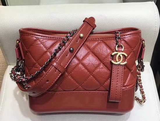 Chanel Gabrielle Small Hobo Bag Rust Aged Calfskin and Smooth Calfskin Silver Tone and Gold Tone Metal