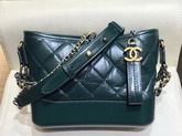 Chanel Gabrielle Small Hobo Bag in Green Aged Calfskin and Smooth Calfskin Silver Tone and Gold Tone Metal