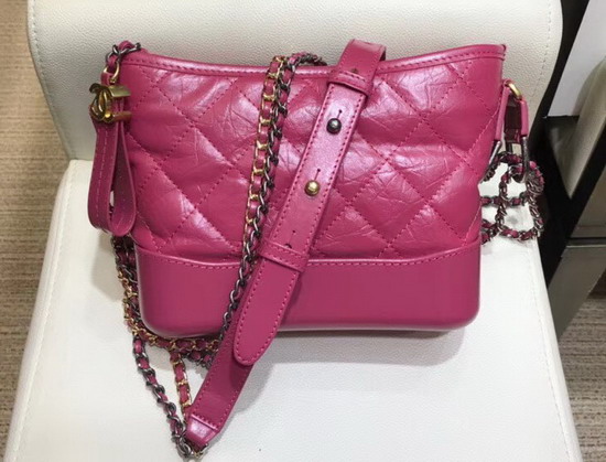 Chanel Gabrielle Small Hobo Bag in Pink Aged Calfskin and Smooth Calfskin Silver Tone and Gold Tone Metal