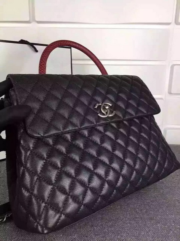 Chanel Grained Calfskin Flap Bag Embellished with Lizard Handle for Sale