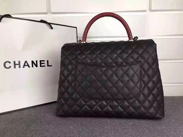 Chanel Grained Calfskin Flap Bag Embellished with Lizard Handle for Sale