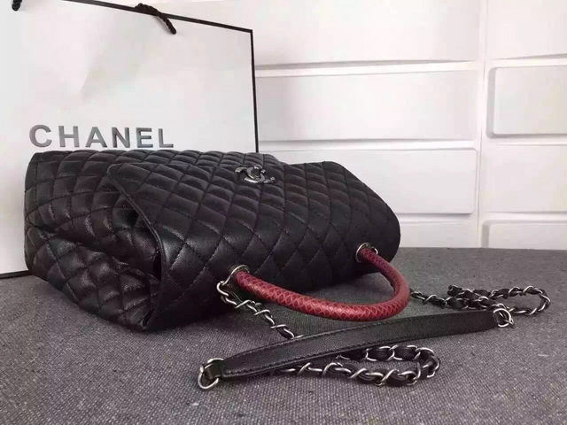 Chanel Grained Calfskin Flap Bag Embellished with Lizard Handle for Sale