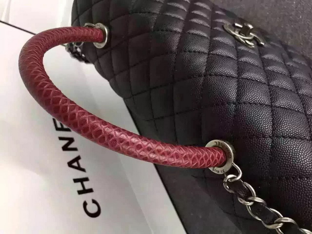 Chanel Grained Calfskin Flap Bag Embellished with Lizard Handle for Sale