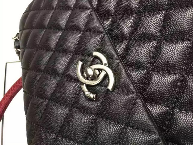 Chanel Grained Calfskin Flap Bag Embellished with Lizard Handle for Sale