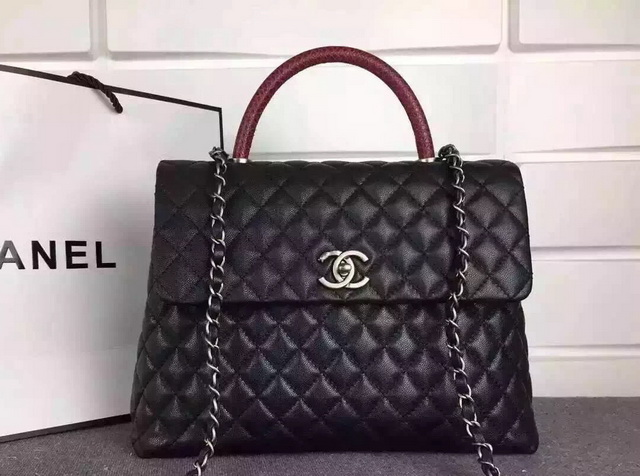 Chanel Grained Calfskin Flap Bag Embellished with Lizard Handle for Sale