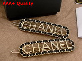 Chanel Hair Clip Gold Metal and Black Calfskin Replica