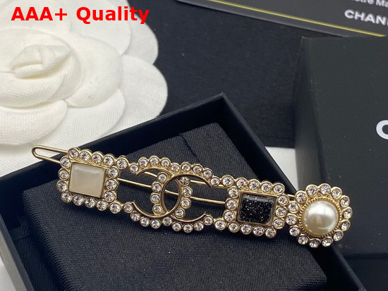 Chanel Hair Clip Metal Glass Pearls and Strass Replica