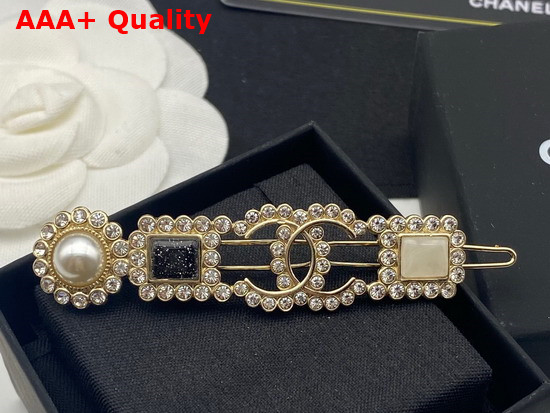 Chanel Hair Clip Metal Glass Pearls and Strass Replica