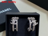 Chanel Half Loop Earrings Silver Metal and Crystals Replica