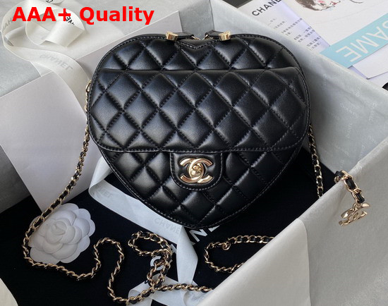 Chanel Heart Bag Black Lambskin Gold Tone Metal Ref AS3191 Replica