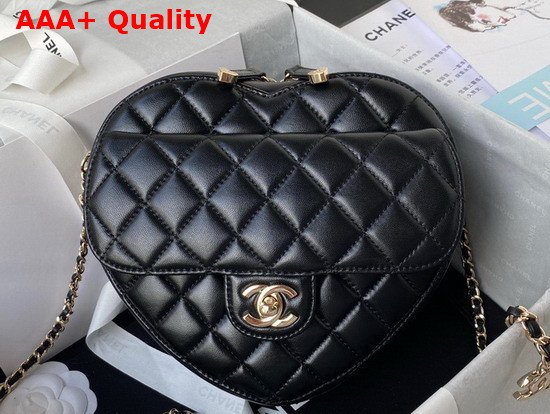 Chanel Heart Bag Black Lambskin Gold Tone Metal Ref AS3191 Replica