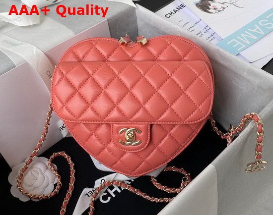 Chanel Heart Bag Pink Lambskin Gold Tone Metal Ref AS3191 Replica