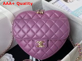 Chanel Heart Bag Purple Lambskin Gold Tone Metal AS3191 Replica