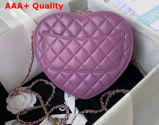 Chanel Heart Bag Purple Lambskin Gold Tone Metal AS3191 Replica