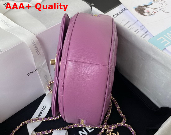 Chanel Heart Bag Purple Lambskin Gold Tone Metal AS3191 Replica