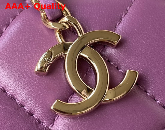 Chanel Heart Bag Purple Lambskin Gold Tone Metal AS3191 Replica