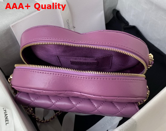 Chanel Heart Bag Purple Lambskin Gold Tone Metal AS3191 Replica