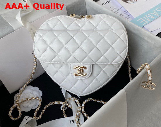 Chanel Heart Bag White Lambskin Gold Tone Metal Ref AS3191 Replica