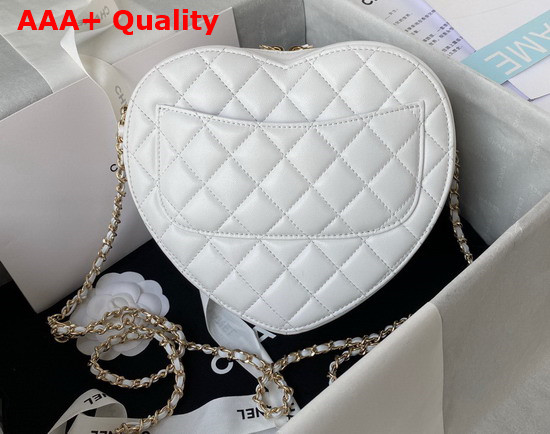 Chanel Heart Bag White Lambskin Gold Tone Metal Ref AS3191 Replica