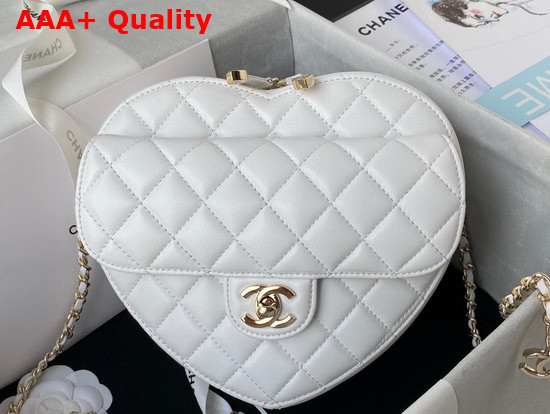 Chanel Heart Bag White Lambskin Gold Tone Metal Ref AS3191 Replica