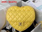 Chanel Heart Bag Yellow Lambskin Gold Tone Metal Ref AS3191 Replica