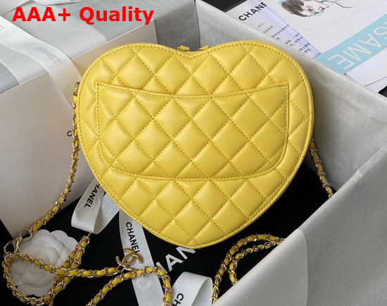 Chanel Heart Bag Yellow Lambskin Gold Tone Metal Ref AS3191 Replica