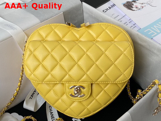 Chanel Heart Bag Yellow Lambskin Gold Tone Metal Ref AS3191 Replica