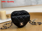 Chanel Heart Belt Bag in Black Lambskin Replica