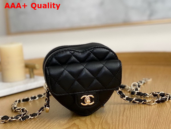 Chanel Heart Belt Bag in Black Lambskin Replica