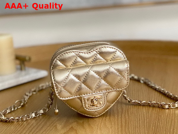 Chanel Heart Belt Bag in Light Gold Lambskin Replica