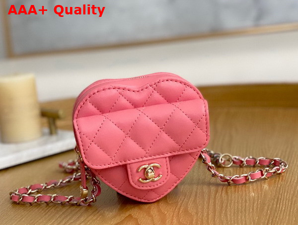 Chanel Heart Belt Bag in Pink Lambskin Replica