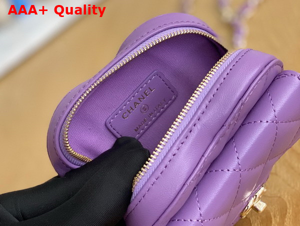 Chanel Heart Belt Bag in Purple Lambskin Replica