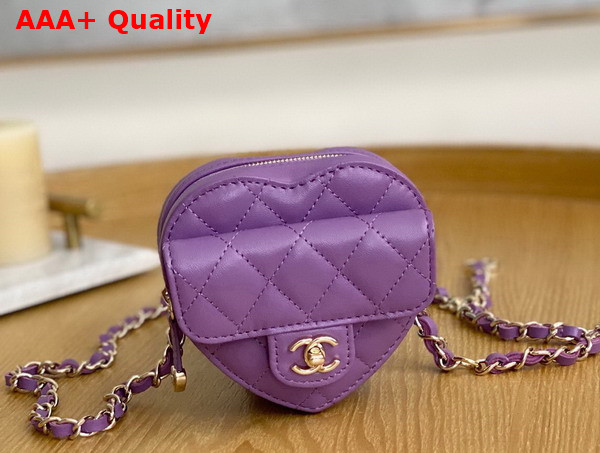 Chanel Heart Belt Bag in Purple Lambskin Replica