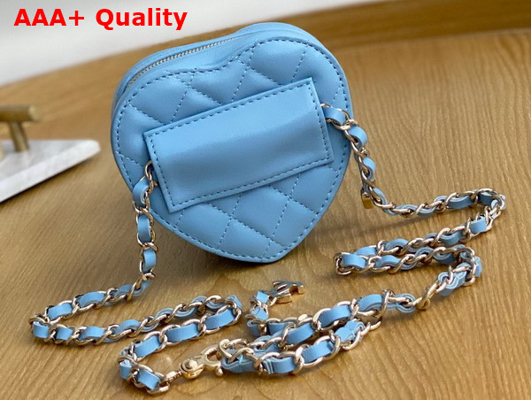 Chanel Heart Belt Bag in Sky Blue Lambskin Replica