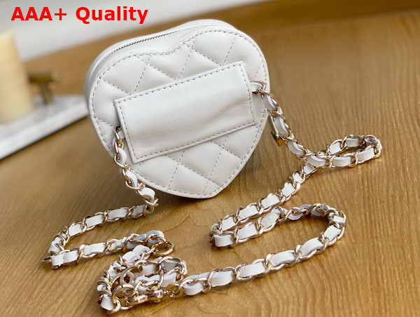 Chanel Heart Belt Bag in White Lambskin Replica