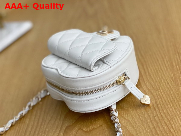 Chanel Heart Belt Bag in White Lambskin Replica