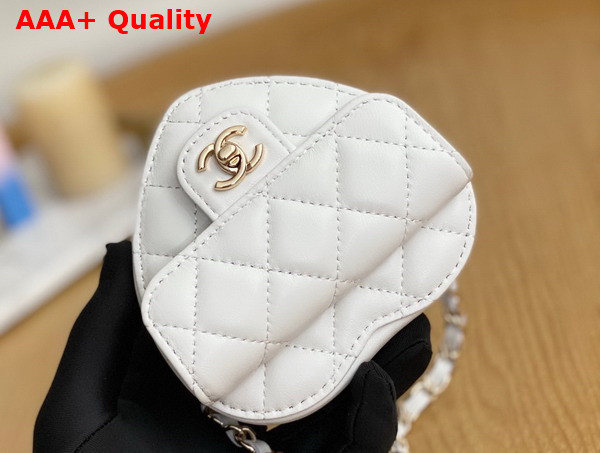 Chanel Heart Belt Bag in White Lambskin Replica