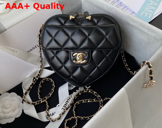 Chanel Heart Clutch with Chain Black Lambskin Gold Tone Metal Ref AP2784 Replica