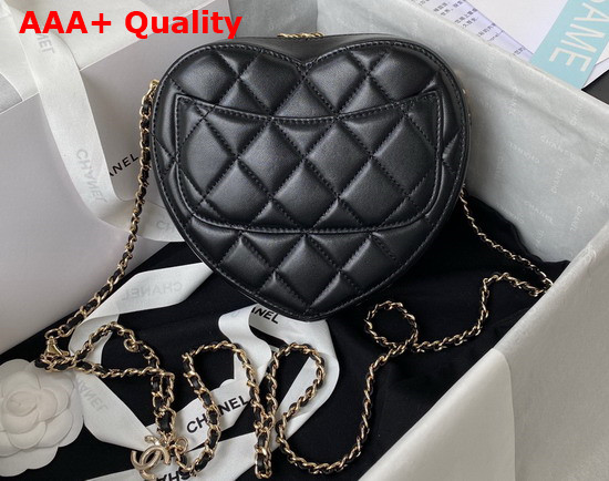 Chanel Heart Clutch with Chain Black Lambskin Gold Tone Metal Ref AP2784 Replica