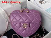 Chanel Heart Clutch with Chain Purple Lambskin Gold Tone Metal Ref AP2784 Replica