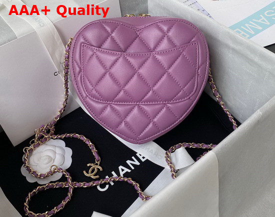 Chanel Heart Clutch with Chain Purple Lambskin Gold Tone Metal Ref AP2784 Replica